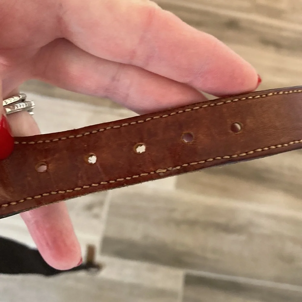 Trafalgar 32 black belt with leather and brass